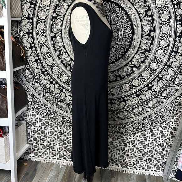 Boston Proper Black Sleeveless Dress V-neck Midi Stretch Travel Comfort Small - Picture 3 of 12